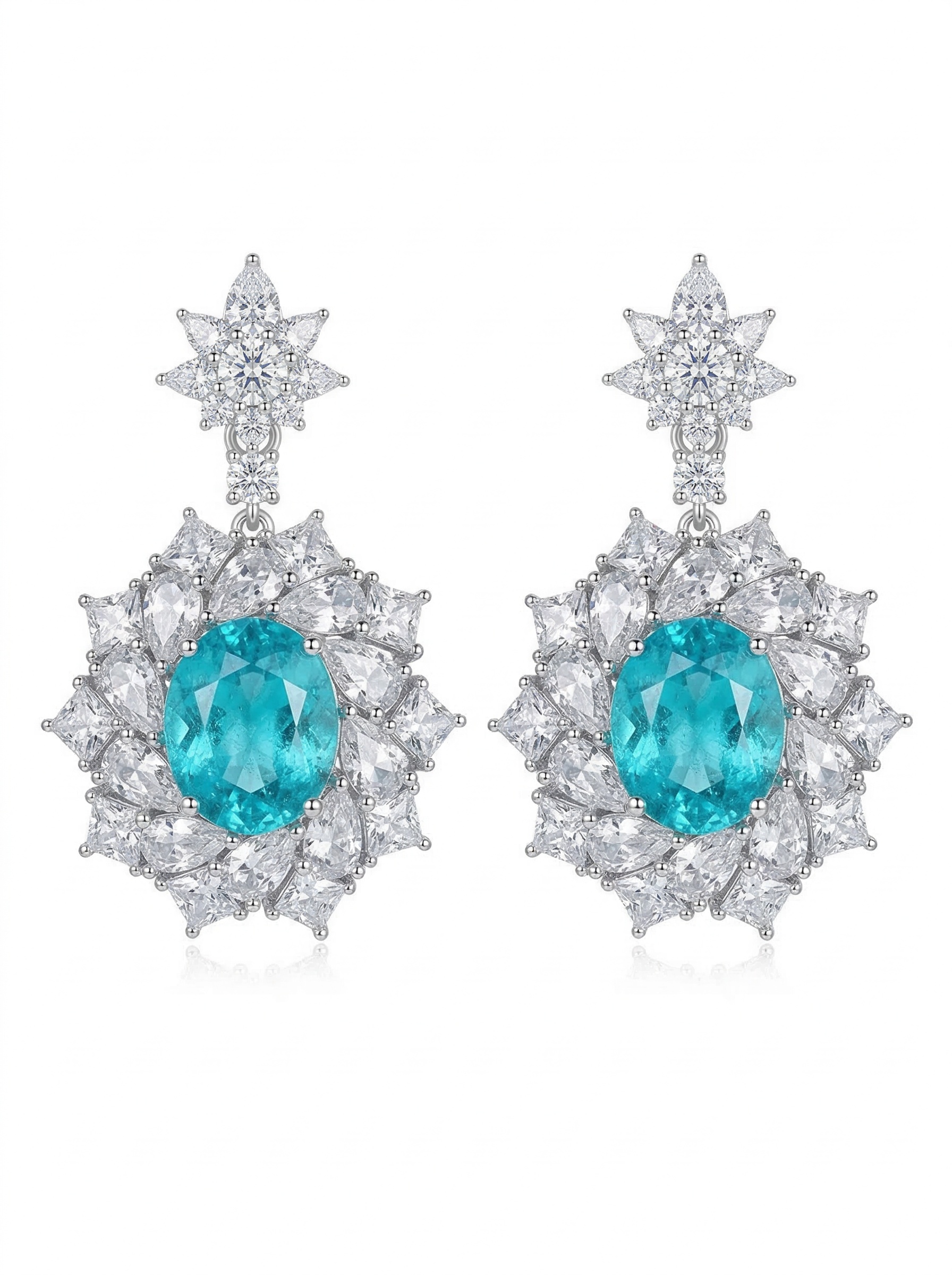 The Blue Paradise of Maldives: Paraiaba Blue Retro Star Set Pure Natural Gemstone Earrings 