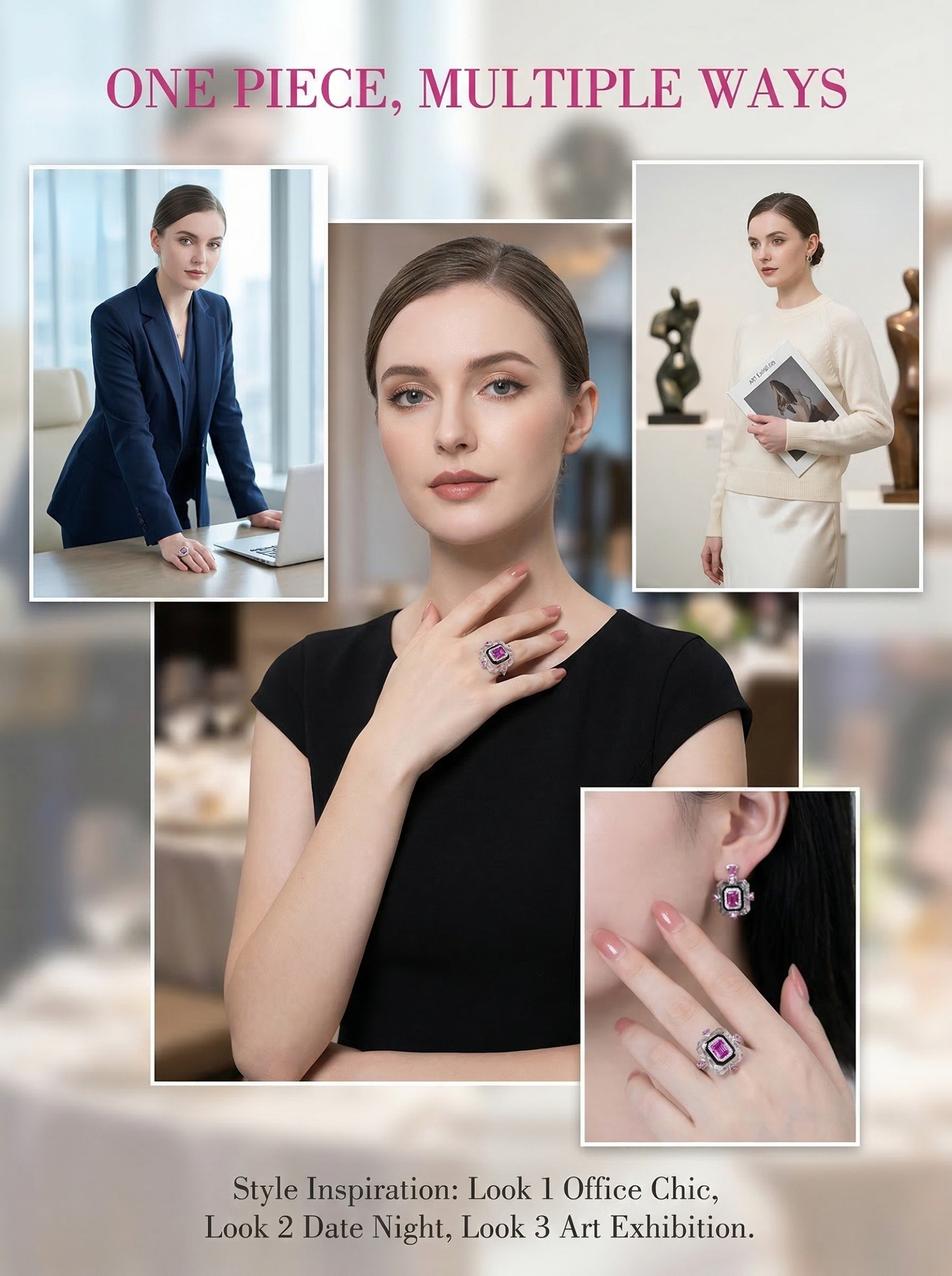 French-style romantic romantic art high-purity natural fashionable pink sapphire ring 