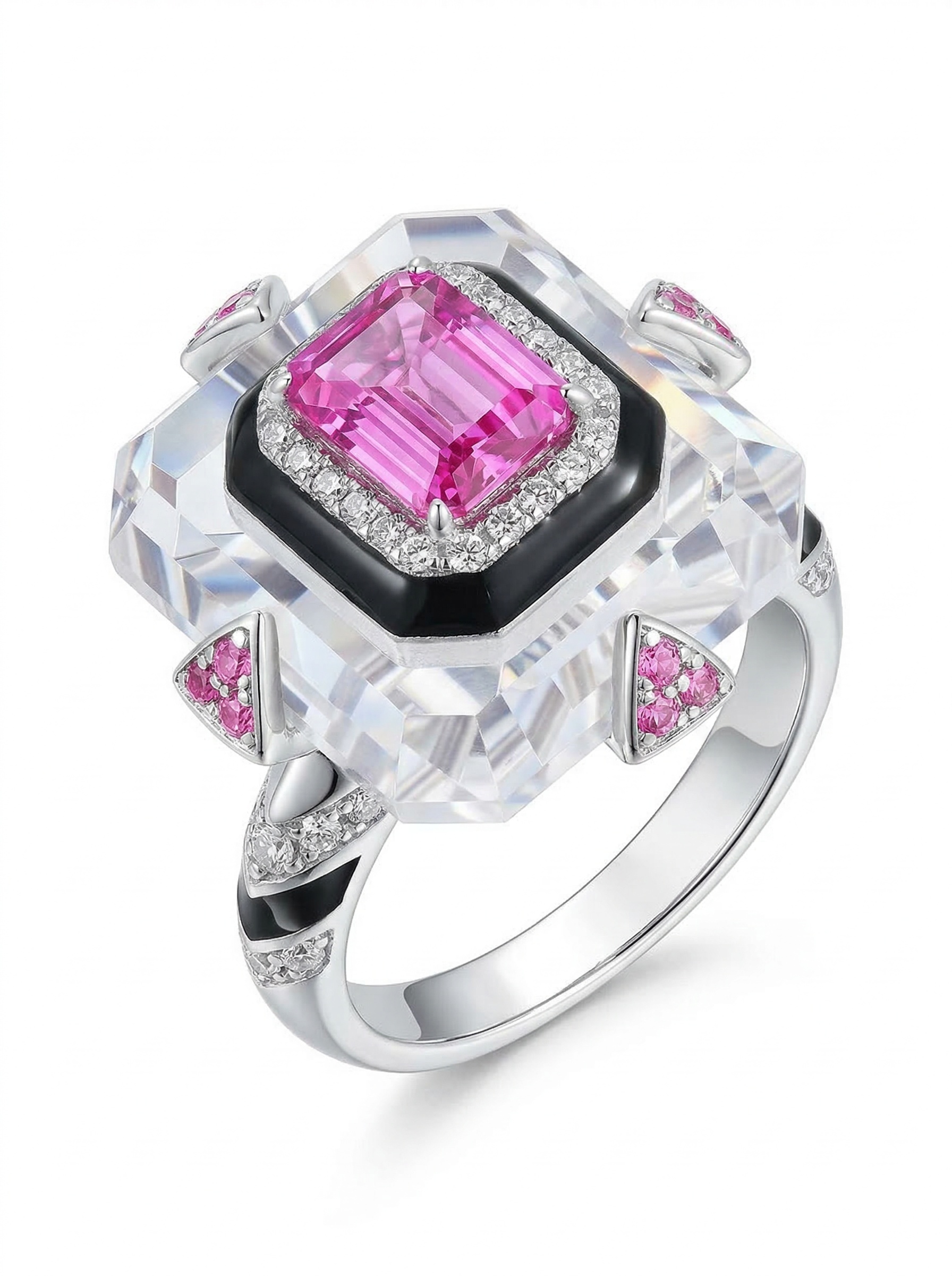 French-style romantic romantic art high-purity natural fashionable pink sapphire ring 