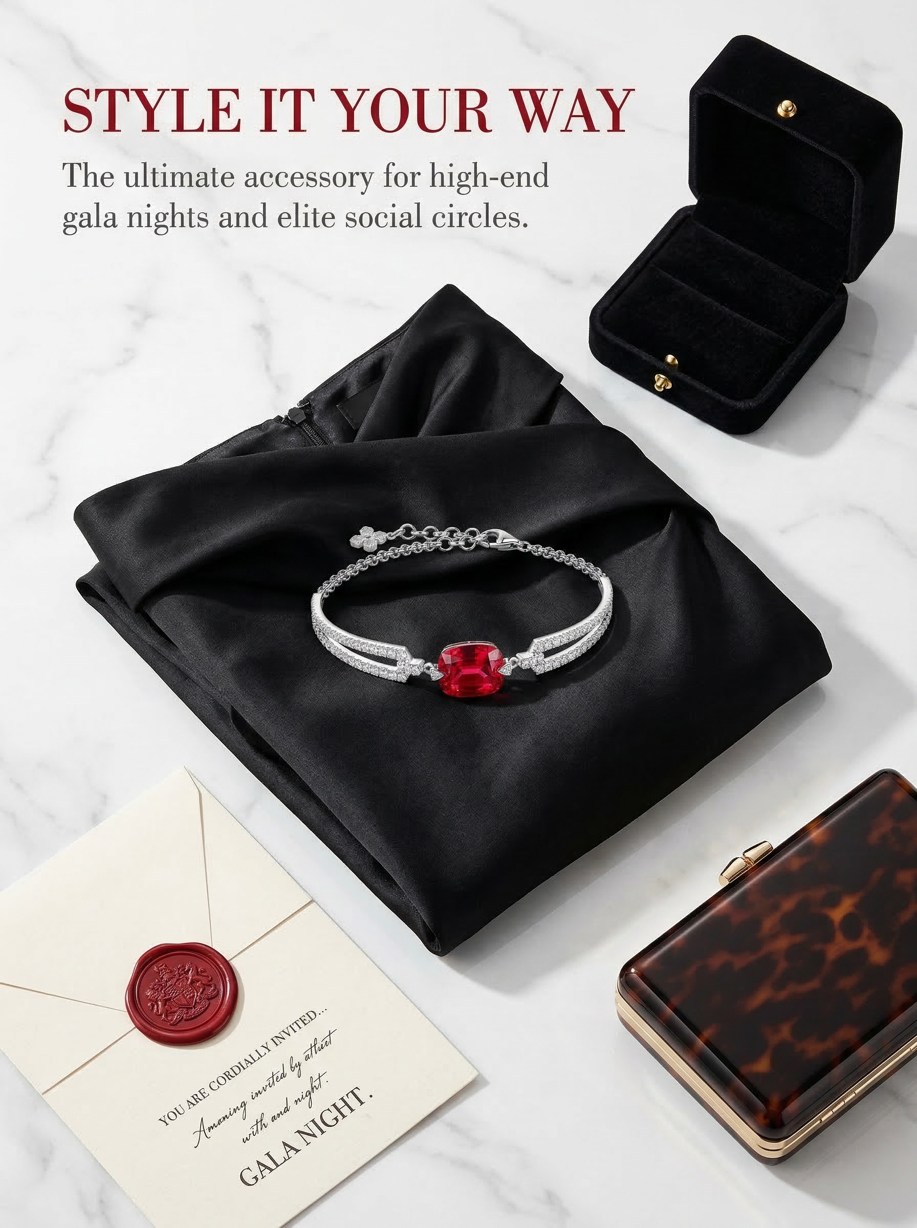 High-purity natural brilliant ruby luxury bracelet - 6.8 carats 20CM 