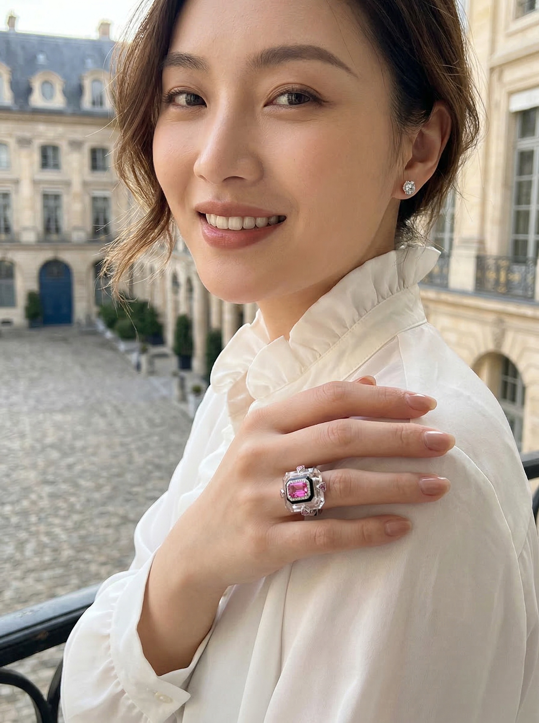 French-style romantic romantic art high-purity natural fashionable pink sapphire ring 