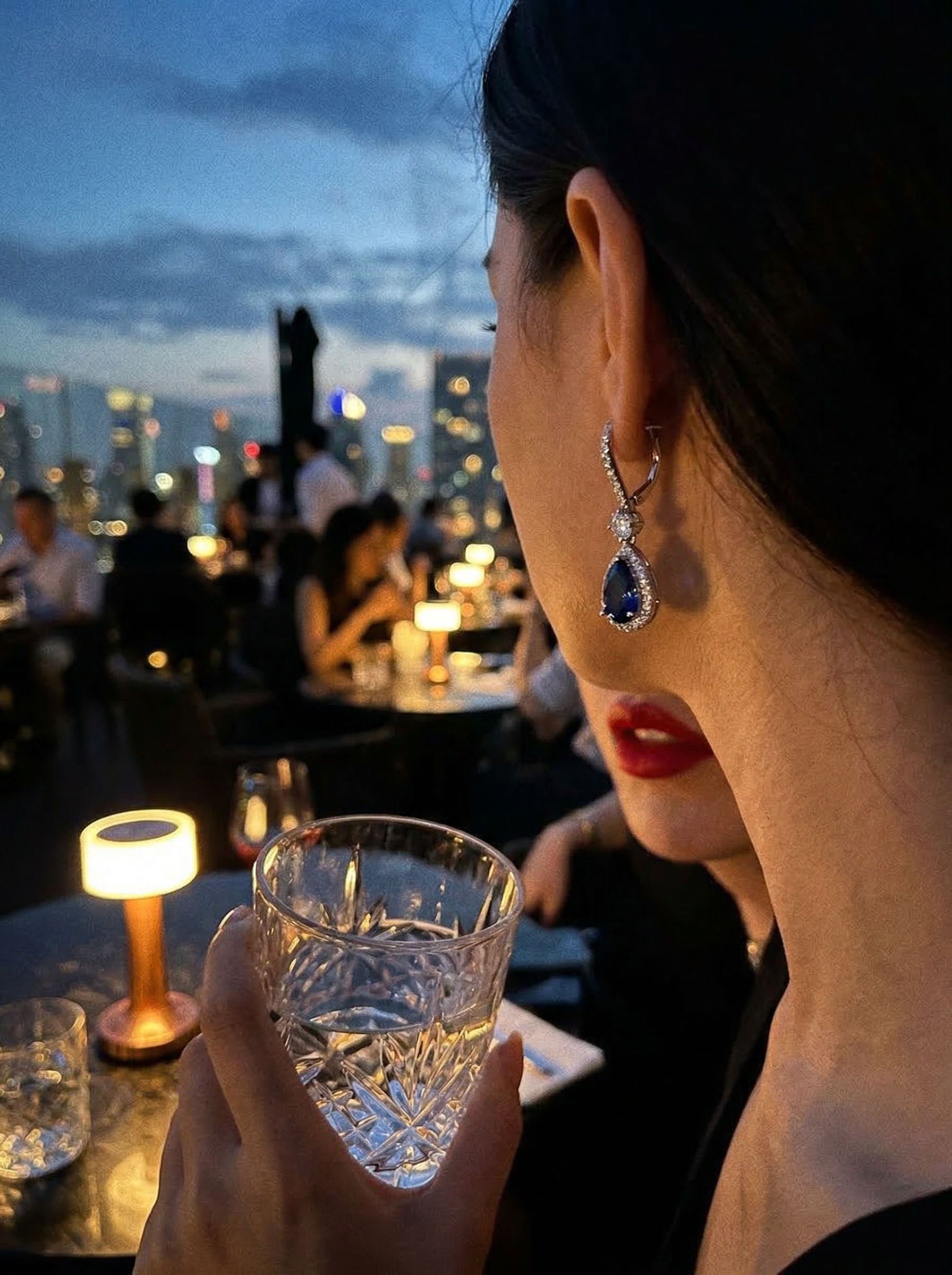 The Modern Aesthetic Design Series "Starry Sky" - Royal Grade Sapphire Sparkling Deep Sea Blue Waterdrop Zircon Earrings 