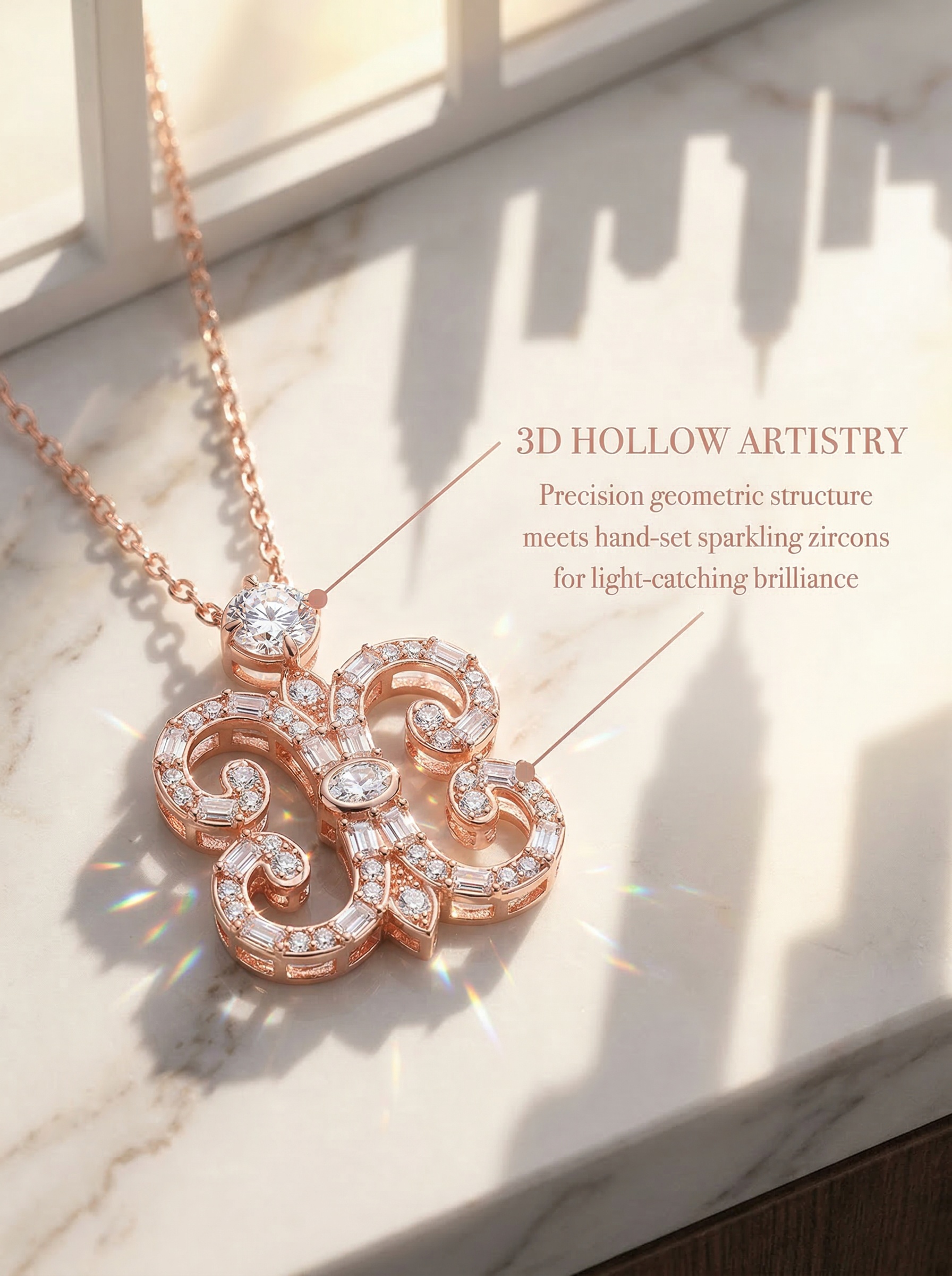 Victoria Court Style Young Princess Pink Rose Gold Beaded Chain