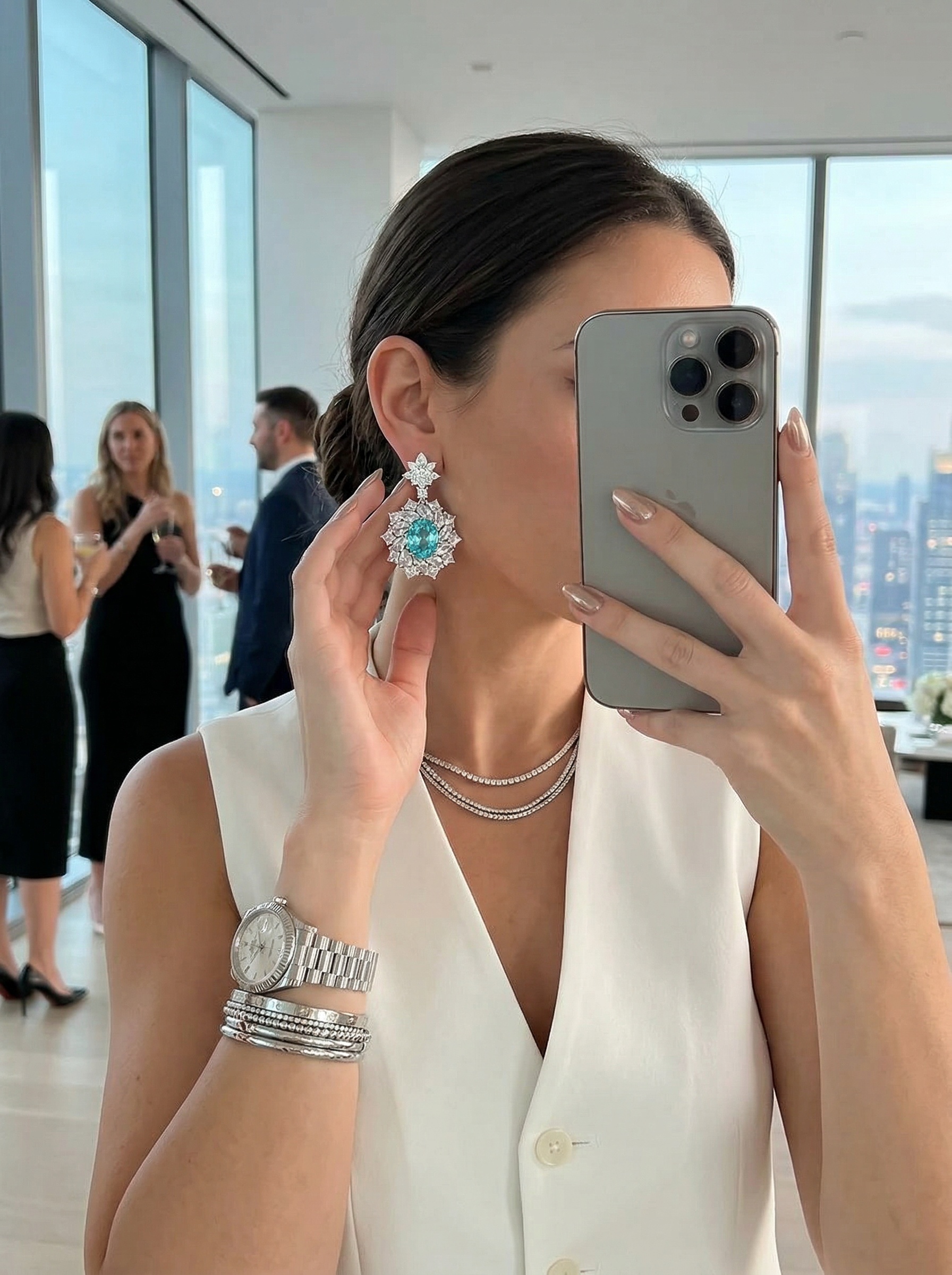 The Blue Paradise of Maldives: Paraiaba Blue Retro Star Set Pure Natural Gemstone Earrings 