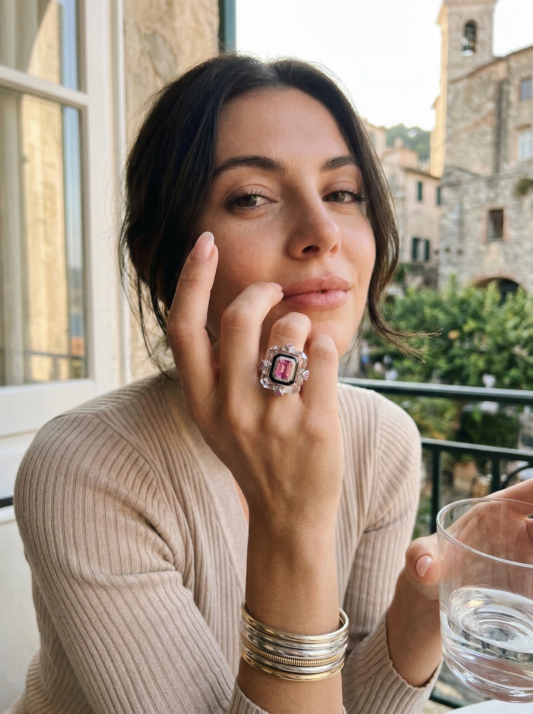 French-style romantic romantic art high-purity natural fashionable pink sapphire ring 