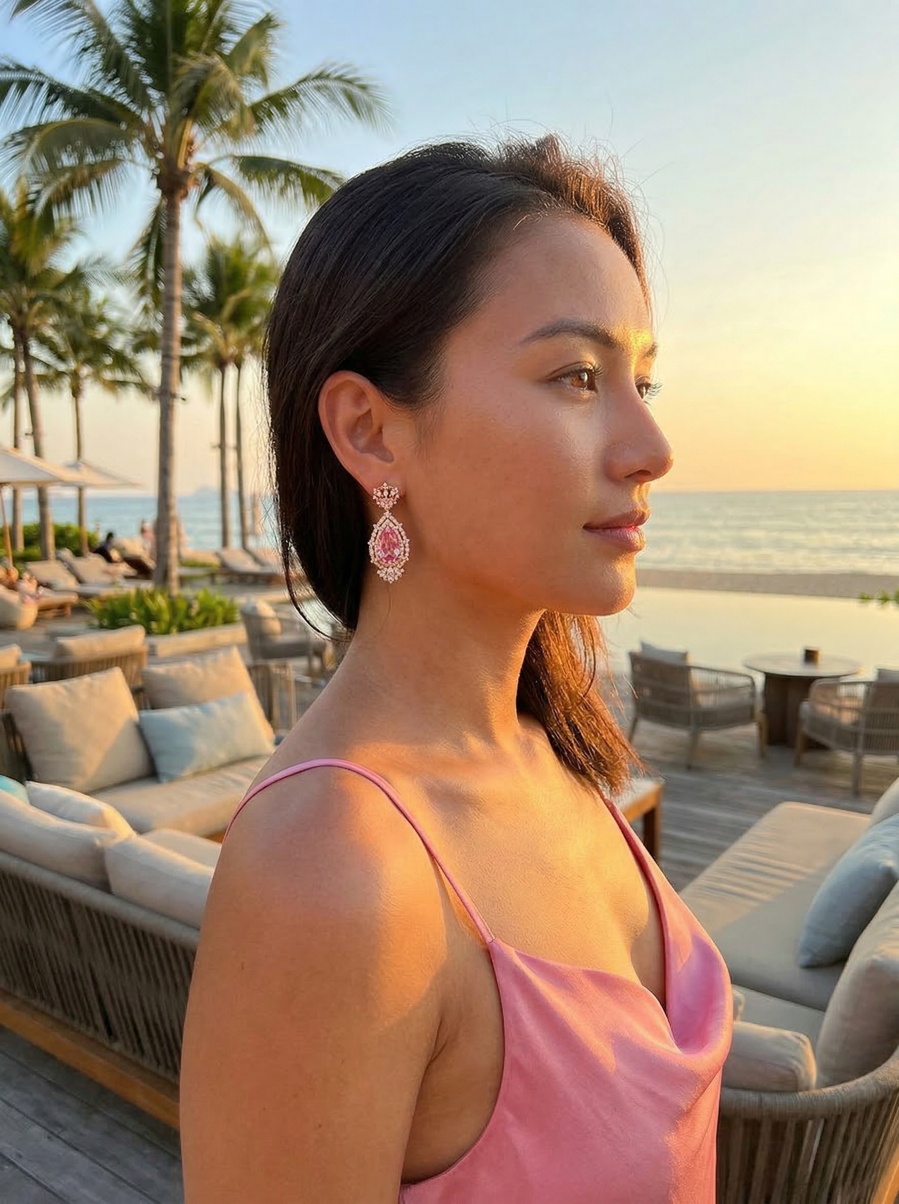 Victoria's idealistic court-style pink diamond drop earrings for a young princess 