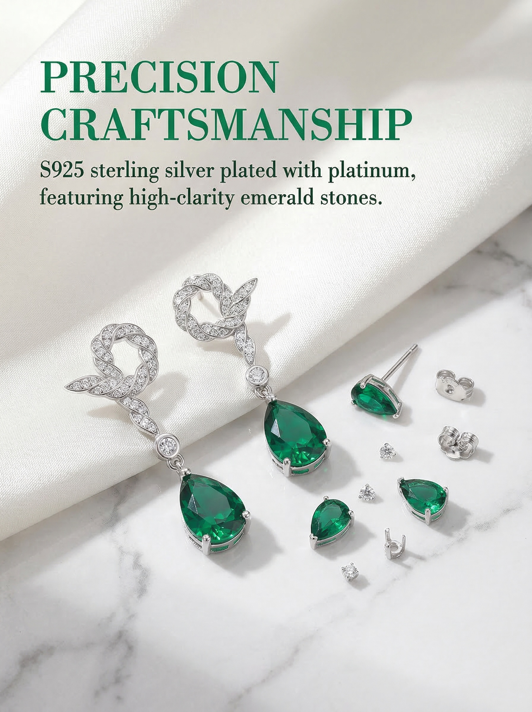 Independent Personality Series - Distinctive and Unconventional Artistic Style Emerald Snake-shaped Earrings