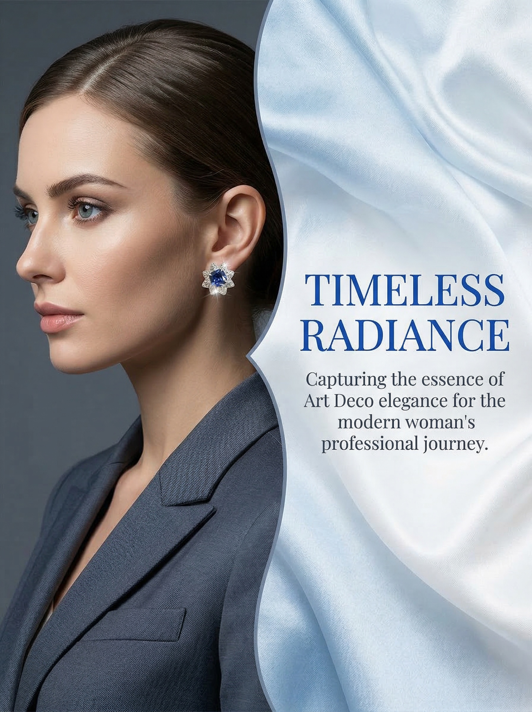 Modern Aesthetic Design Octagonal Star Series Royal Sapphire Natural Brilliant Flower Cluster Earrings 