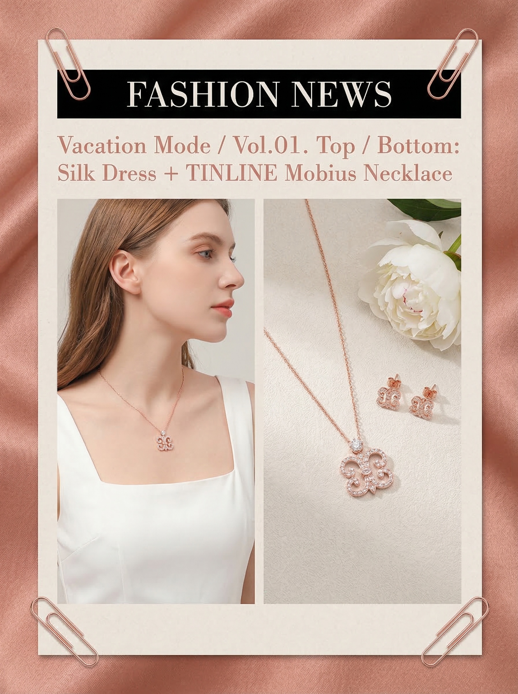 Victoria Court Style Young Princess Pink Rose Gold Beaded Chain