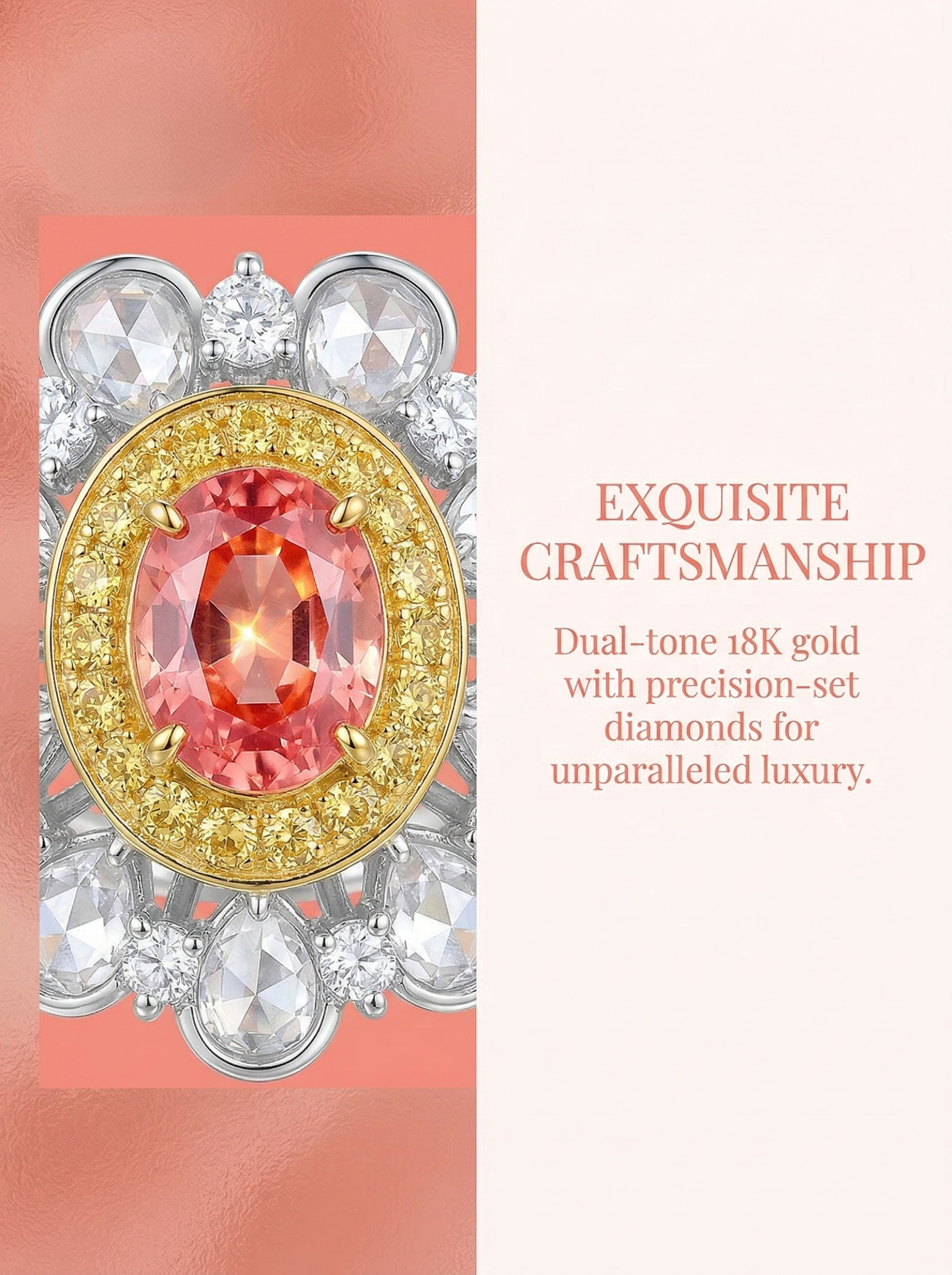 The "Young Girl in Full Bloom" series features a design of blooming chrysanthemums integrated with a design of a gemstone ring that connects one to nature. 