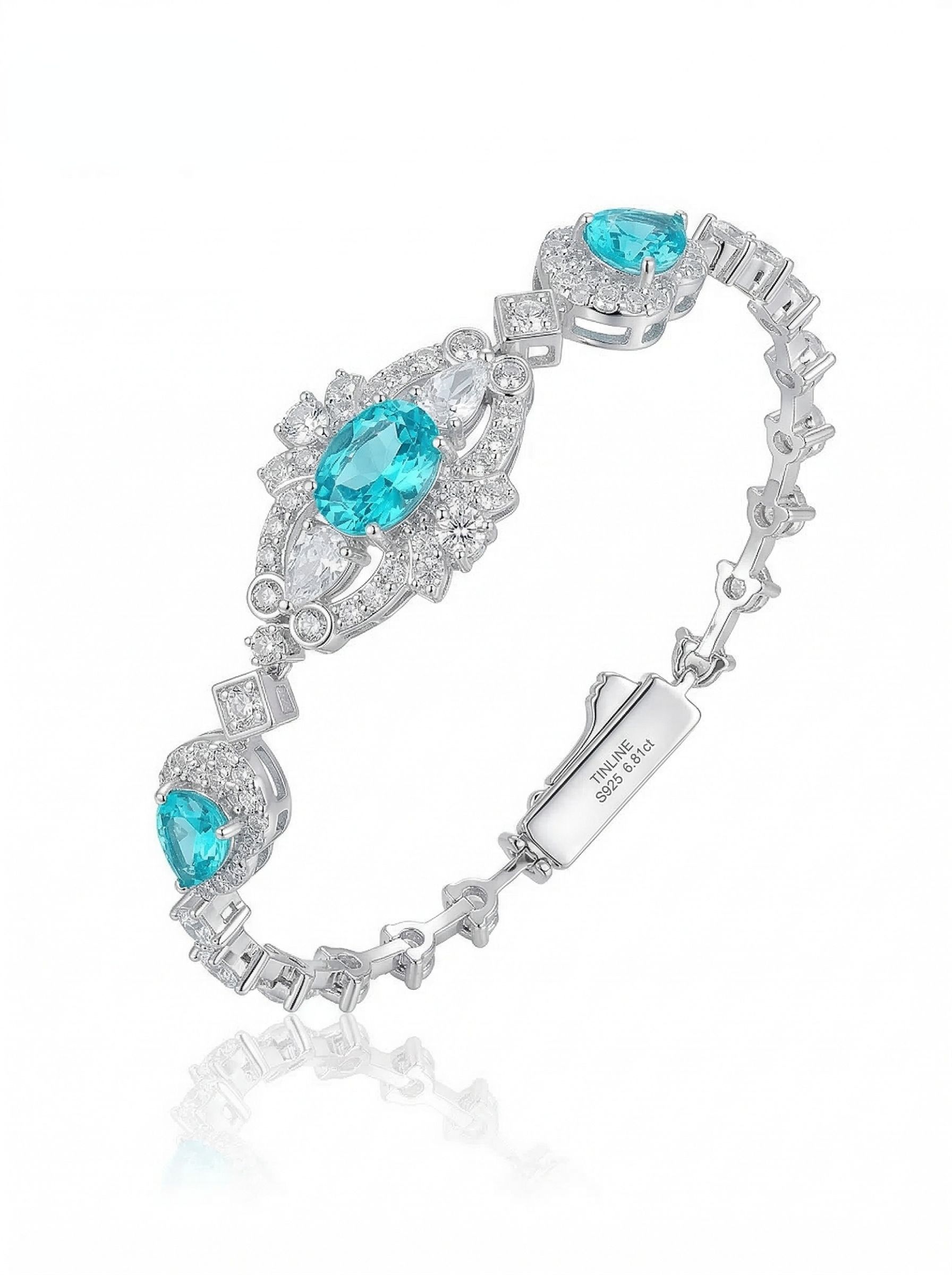 Maldives Sea Blue Collection Bracelet - A classic and fashionable piece featuring Paraiba tourmaline and high-purity natural gemstones weighing 6.8 carats.