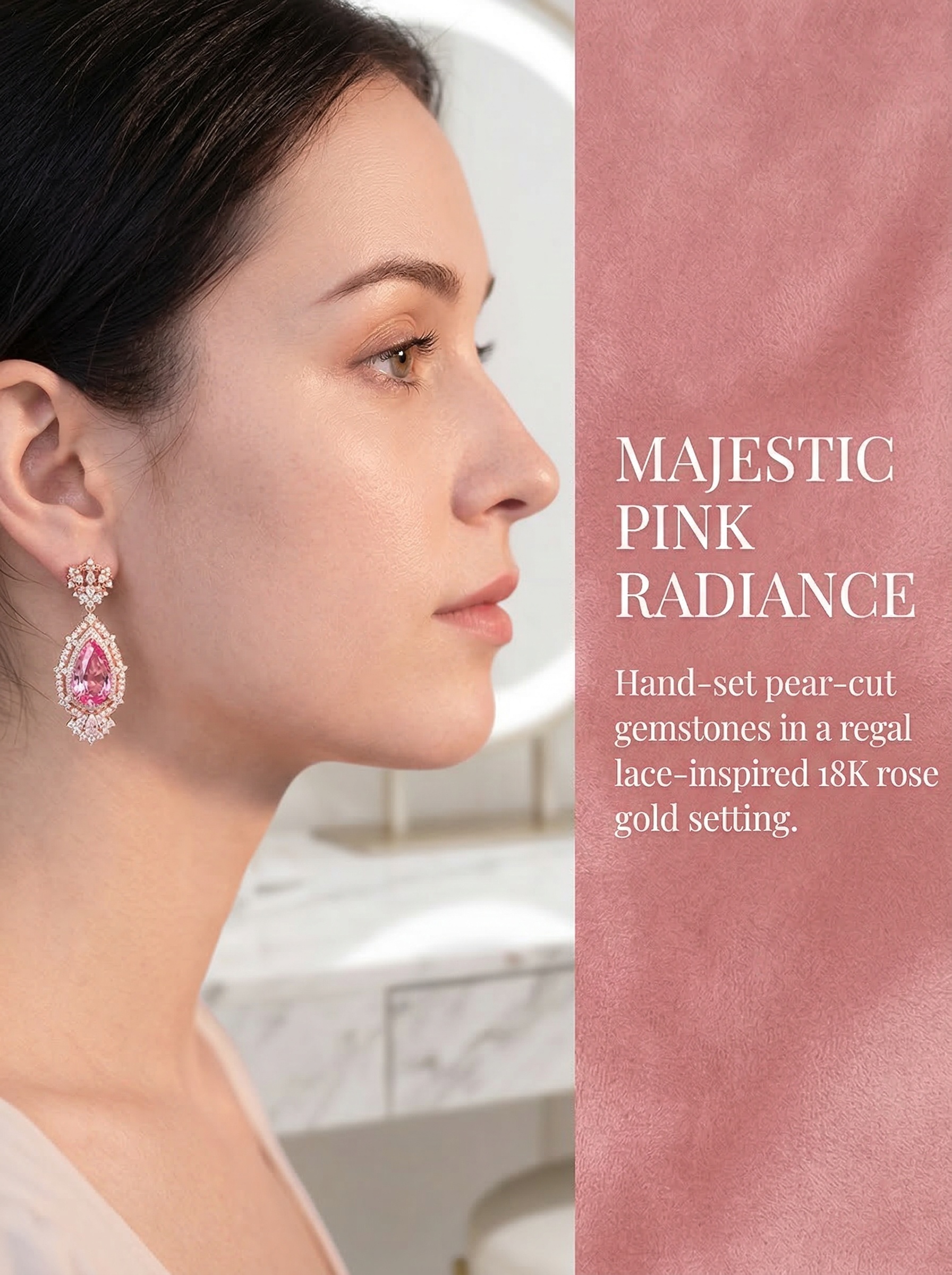 Victoria's idealistic court-style pink diamond drop earrings for a young princess 