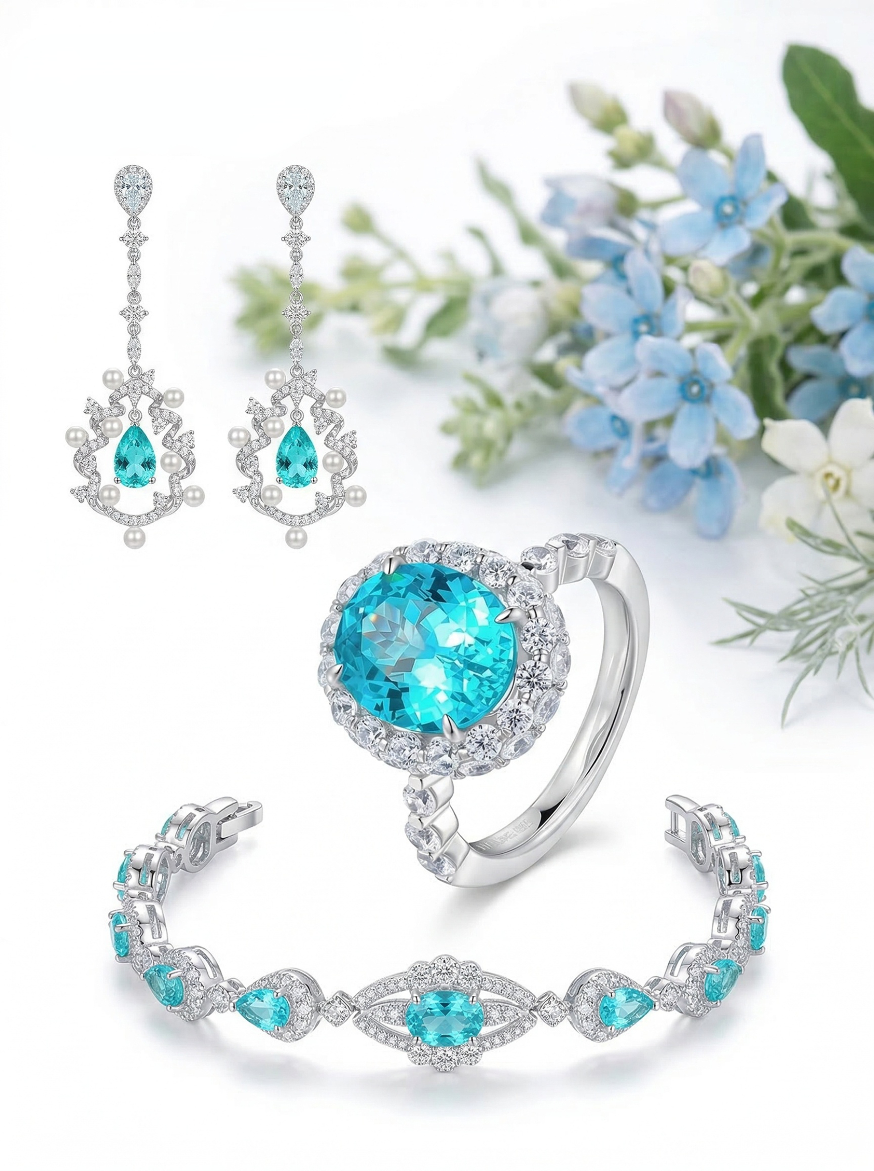 Spring and Summer Collection - High-quality, natural Paraiba tourmalines and stylish sapphire rings - 7.5 carats