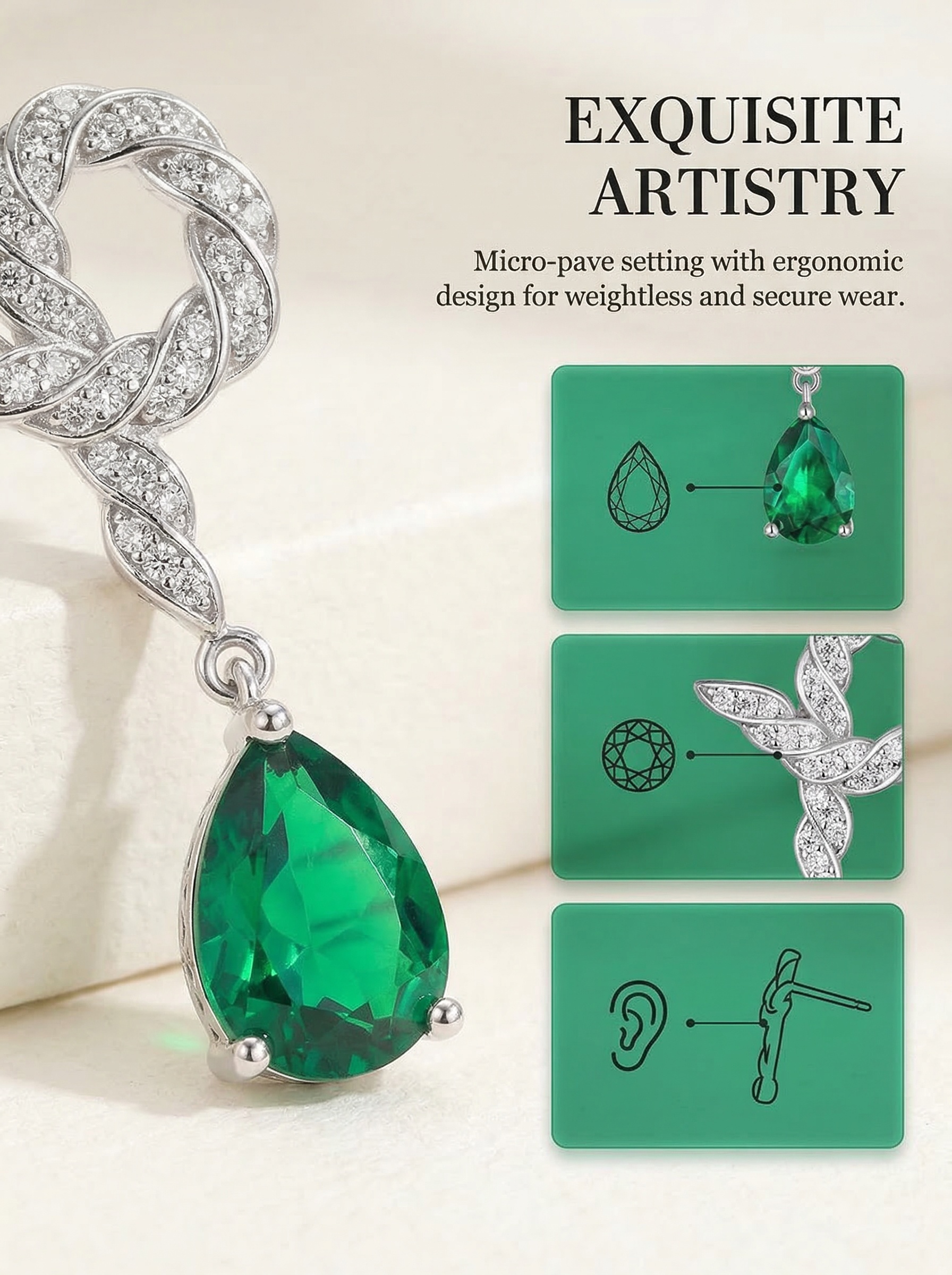 Independent Personality Series - Distinctive and Unconventional Artistic Style Emerald Snake-shaped Earrings