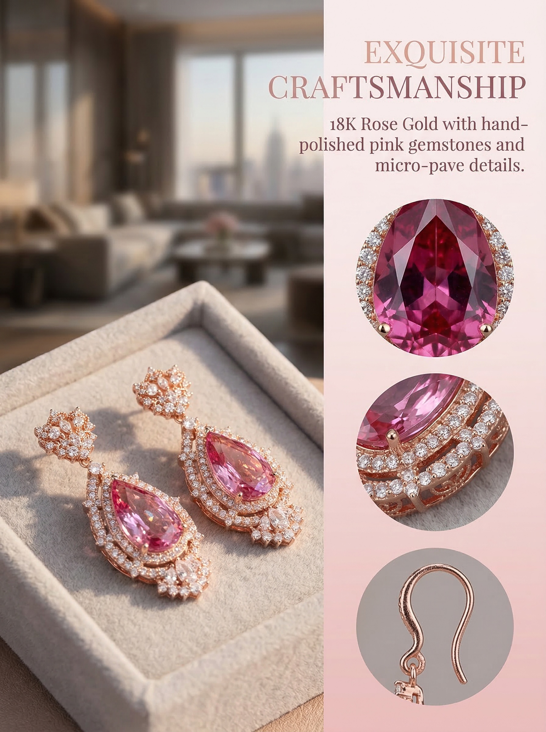 Victoria's idealistic court-style pink diamond drop earrings for a young princess 