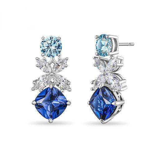 Modern Art Aesthetic Dream Blue Butterfly Shadow Sea Blue Series Professional Women's Sapphire Earrings 