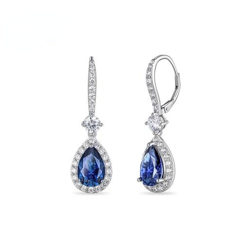 The Modern Aesthetic Design Series "Starry Sky" - Royal Grade Sapphire Sparkling Deep Sea Blue Waterdrop Zircon Earrings 