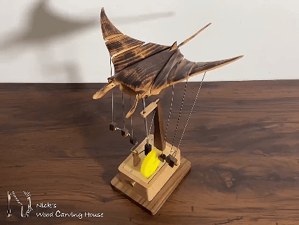 Wooden Manta Ray Automata, Flying Manta Ray Automata, Kinetic Sculpture, Mechanical Manta, Ornament, Wood Art, Statue, Sculpture,Home Decor