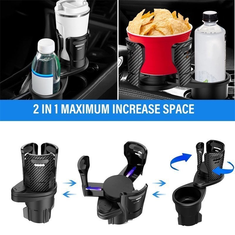 Dual Cup Holder Expander for Car, 2-in-1 Multifunction Car Drink Expan