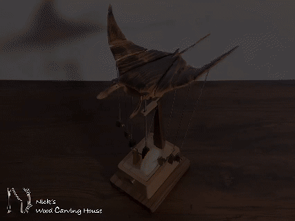 Wooden Manta Ray Automata, Flying Manta Ray Automata, Kinetic Sculpture, Mechanical Manta, Ornament, Wood Art, Statue, Sculpture,Home Decor