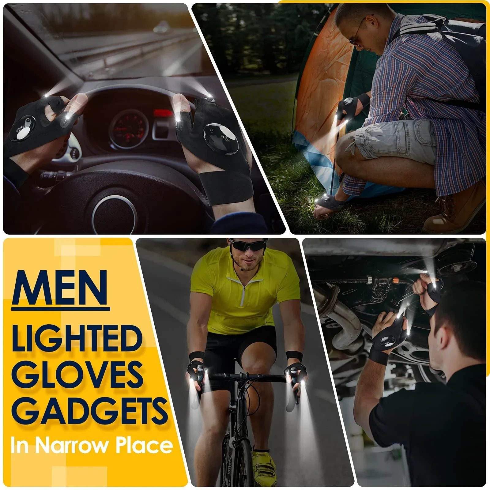 🔥Last day 50% off🔥 -  LED Flashlight Waterproof Gloves - Practical Durable Fingerless Gloves