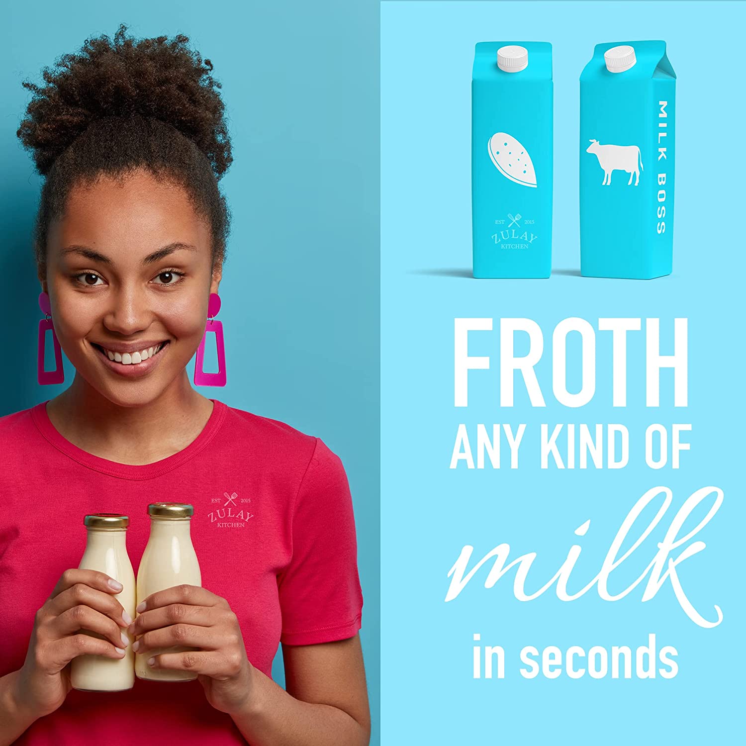 Stainless steel electric milk frother