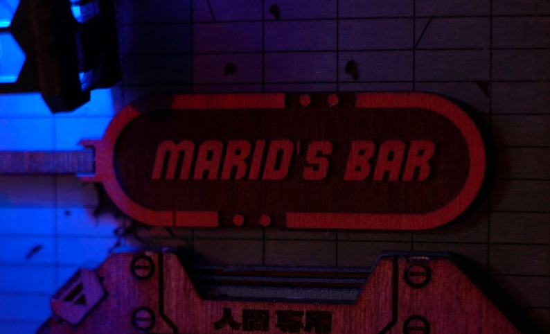 MINIALLEY  Cyberpunk Futuristic Alleyway Booknook - Handmade and Assembled - Unique Illusions and LED Lighting -  Perfect for Home Decor