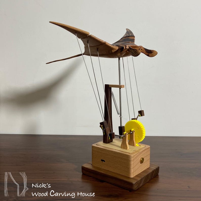 Wooden Manta Ray Automata, Flying Manta Ray Automata, Kinetic Sculpture, Mechanical Manta, Ornament, Wood Art, Statue, Sculpture,Home Decor