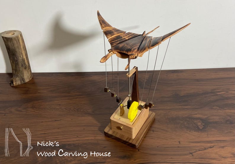 Wooden Manta Ray Automata, Flying Manta Ray Automata, Kinetic Sculpture, Mechanical Manta, Ornament, Wood Art, Statue, Sculpture,Home Decor