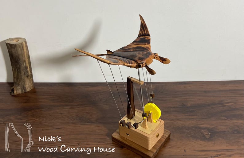 Wooden Manta Ray Automata, Flying Manta Ray Automata, Kinetic Sculpture, Mechanical Manta, Ornament, Wood Art, Statue, Sculpture,Home Decor