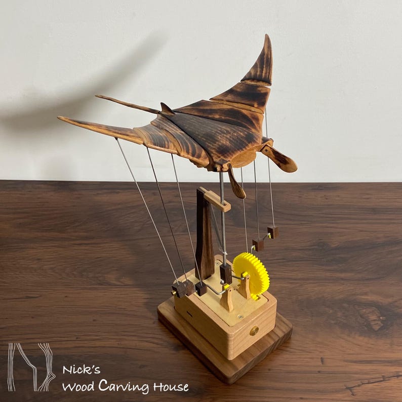 Wooden Manta Ray Automata, Flying Manta Ray Automata, Kinetic Sculpture, Mechanical Manta, Ornament, Wood Art, Statue, Sculpture,Home Decor