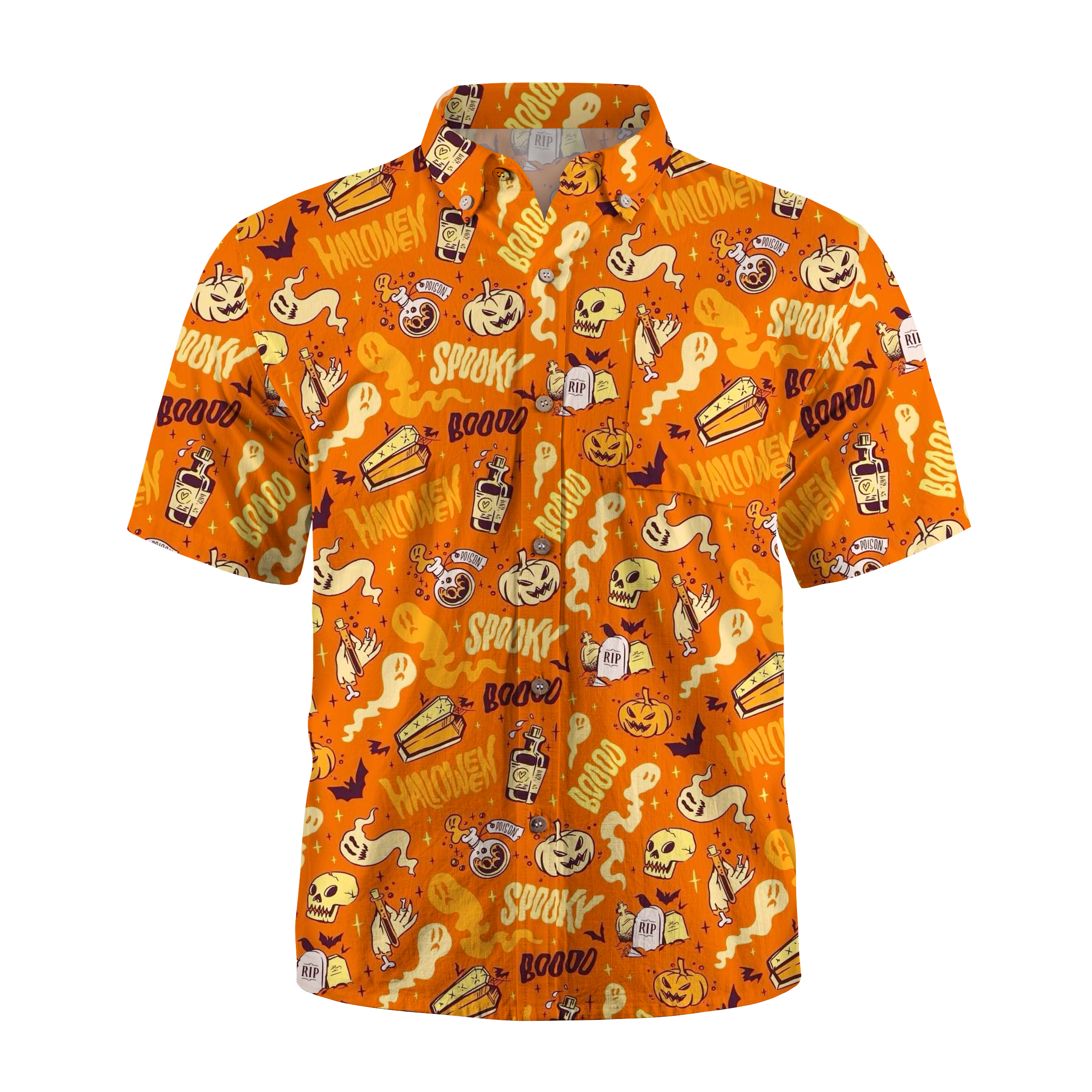 Maturelion Orange Halloween Hawaiian Shirt
