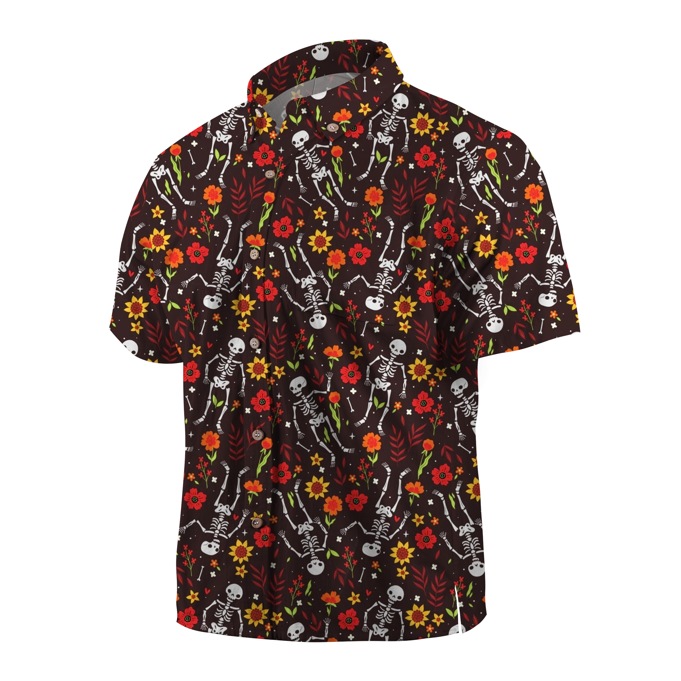 Maturelion Halloween Skeleton in the Garden Halloween Hawaiian Shirt