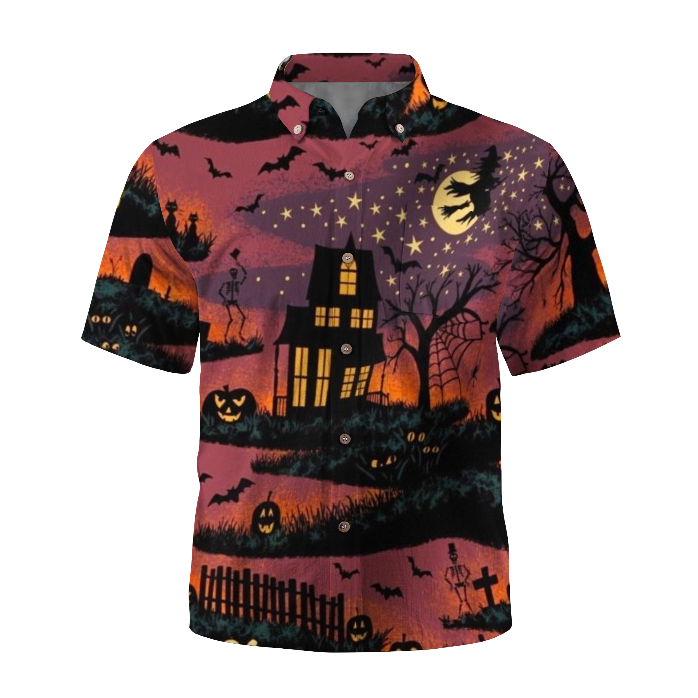 Maturelion Haunted Eve Halloween Hawaiian Shirt