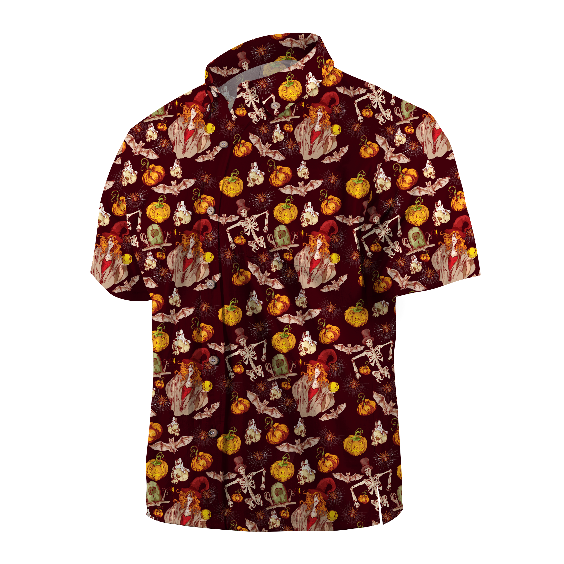 Maturelion Skeleton Scarecrow Pumpkin Tombstone Halloween Hawaiian Shirt