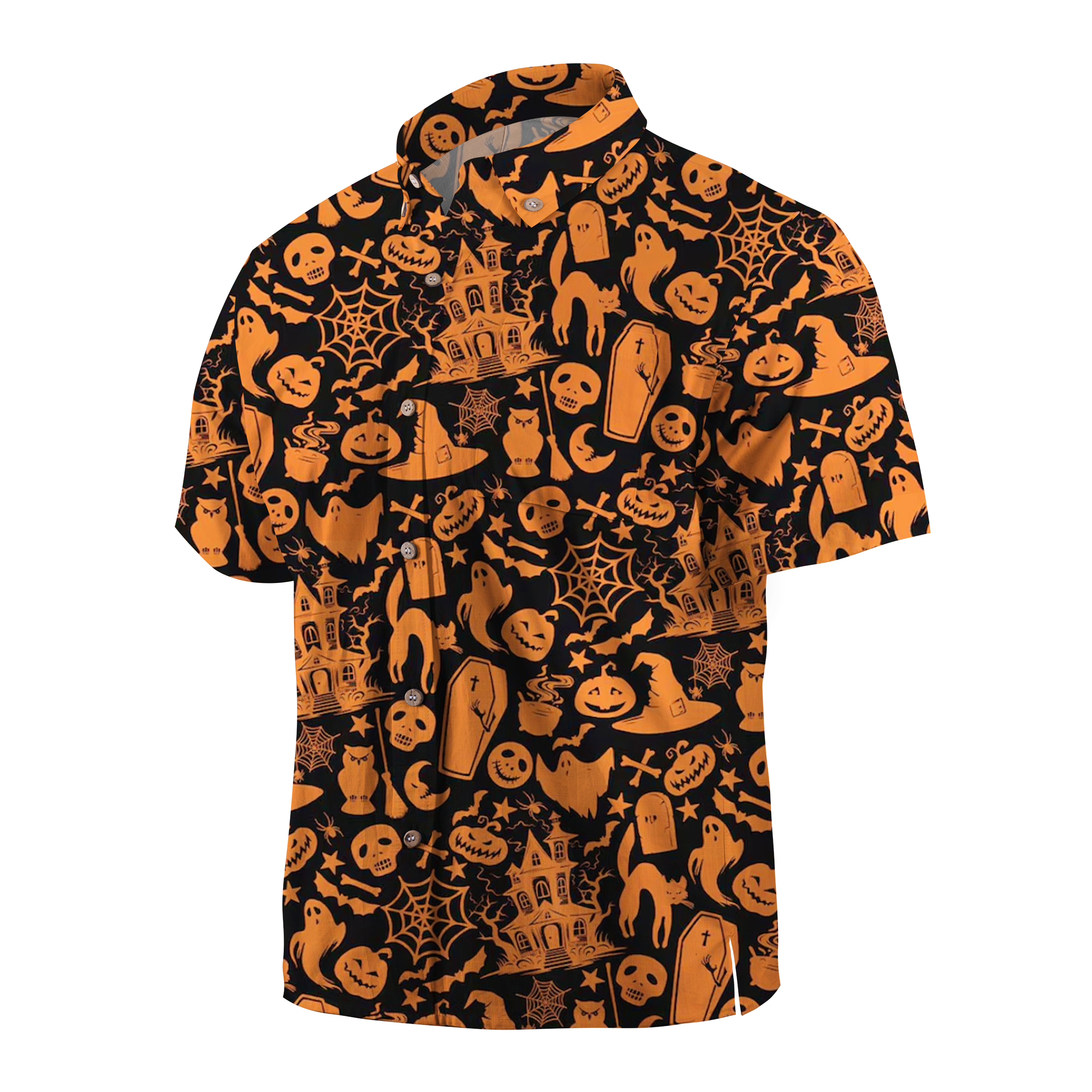 Maturelion Retro Pumpkin Skull Halloween Hawaiian Shirt
