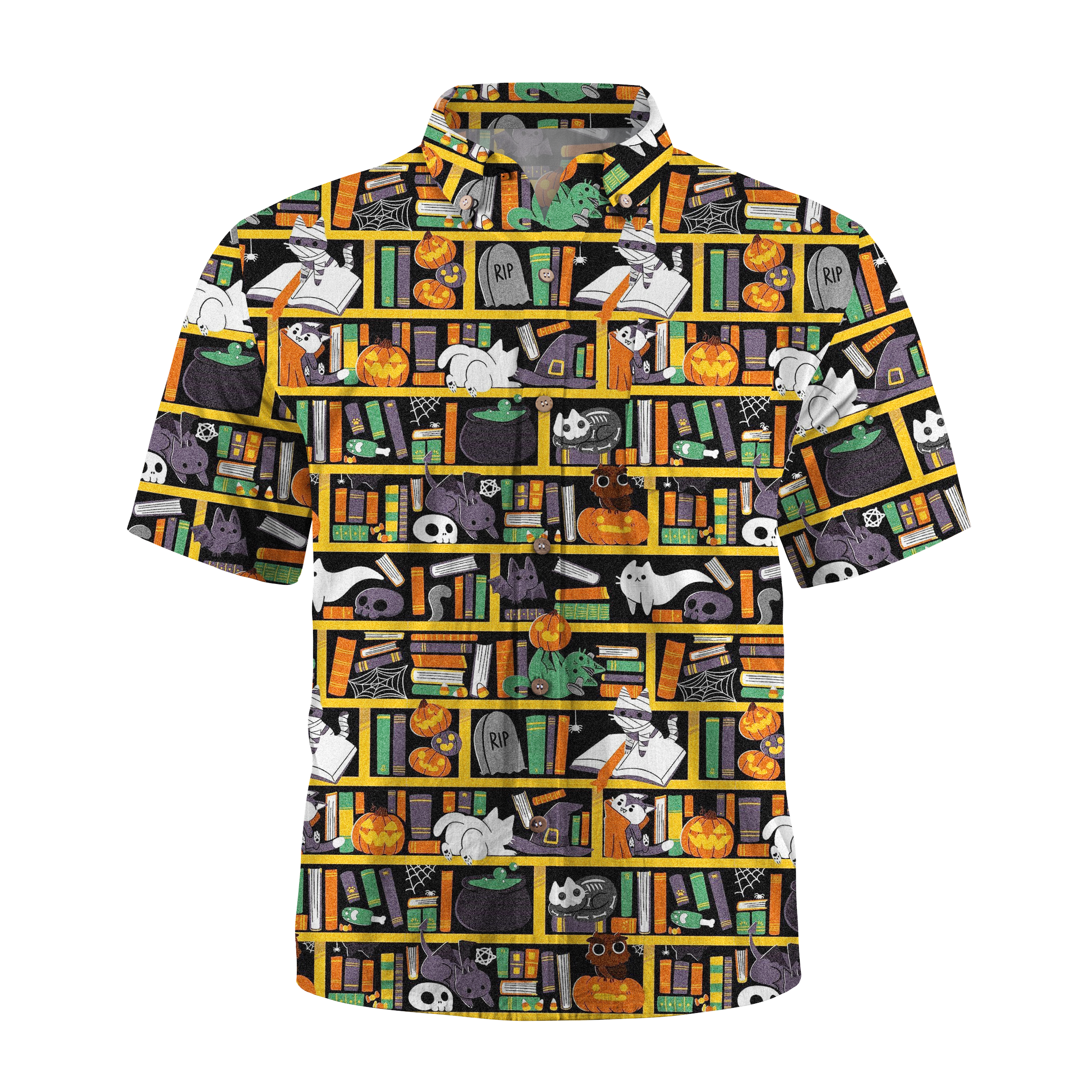 Maturelion Halloween in the Library Hawaiian Shirt