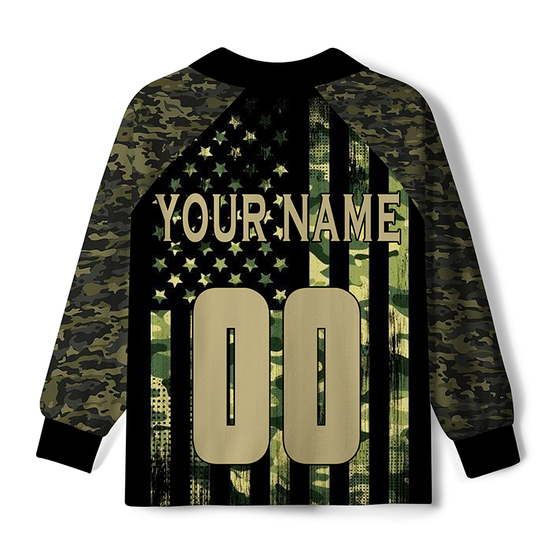 Maturelion American flag with customizable message Long Sleeve Soccer Jersey