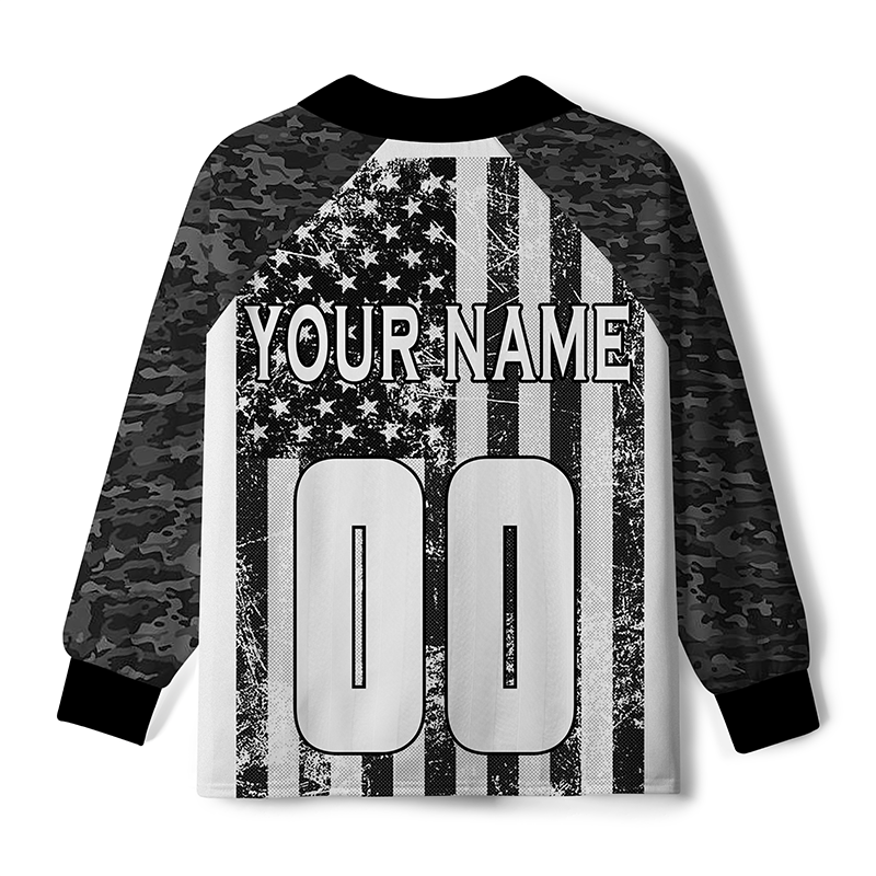 Maturelion Camouflage flag customizable Long Sleeve Soccer Jersey