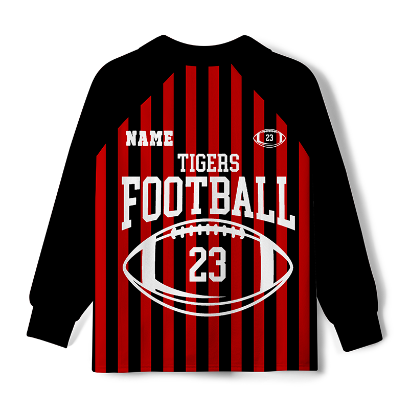 Maturelion Black and red stripes customization Long Sleeve Soccer Jersey
