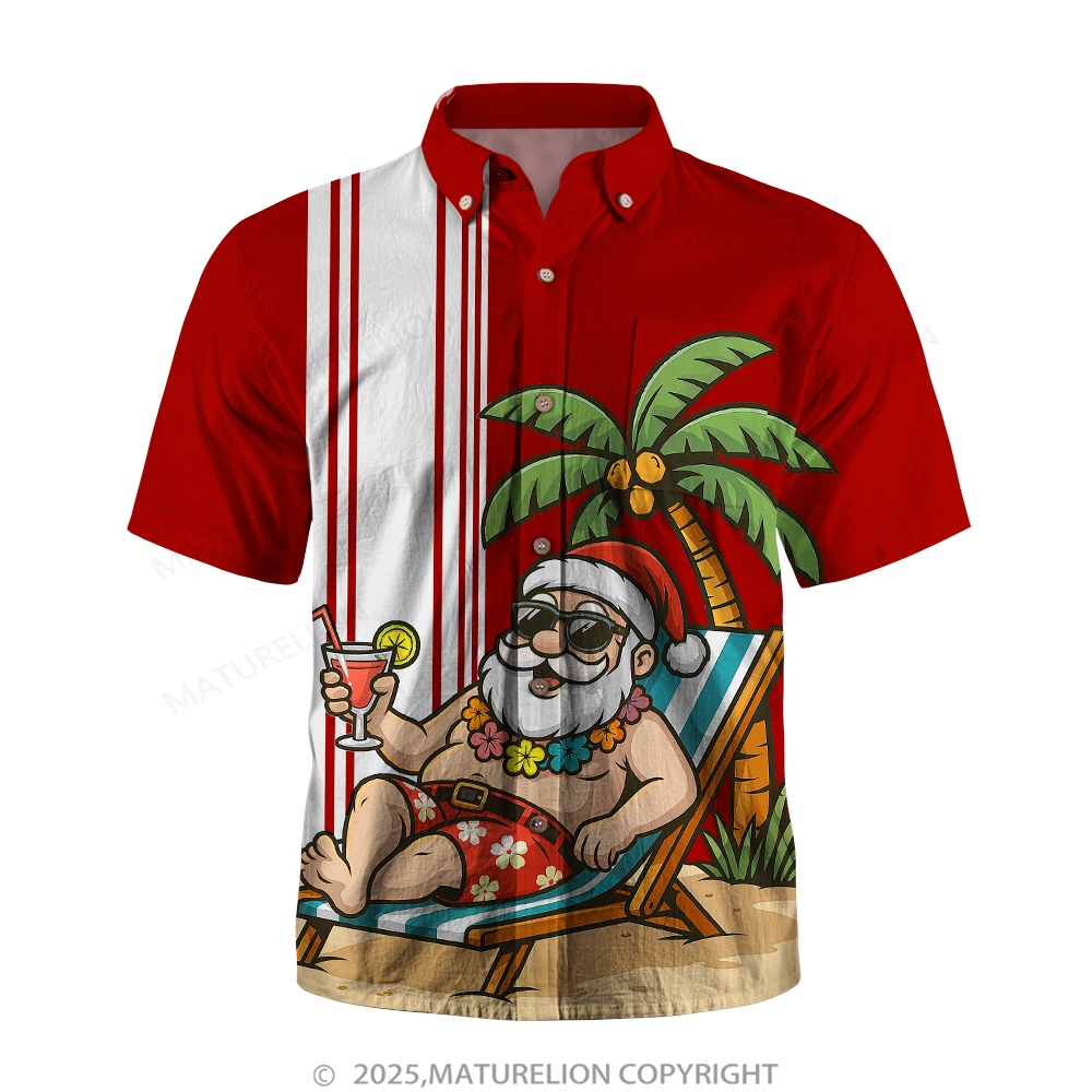Maturelion Christmas Hawaiian Shirt Santa Riding Motorcycle Hawaiian Shirt