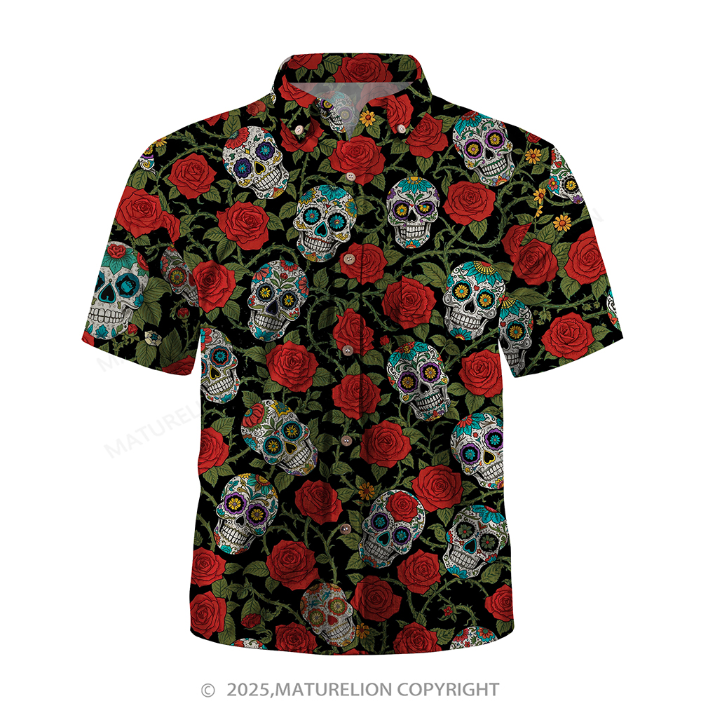 Maturelion Christmas Hawaiian Shirt Red Black Plaid Santa Hawaiian Shirt