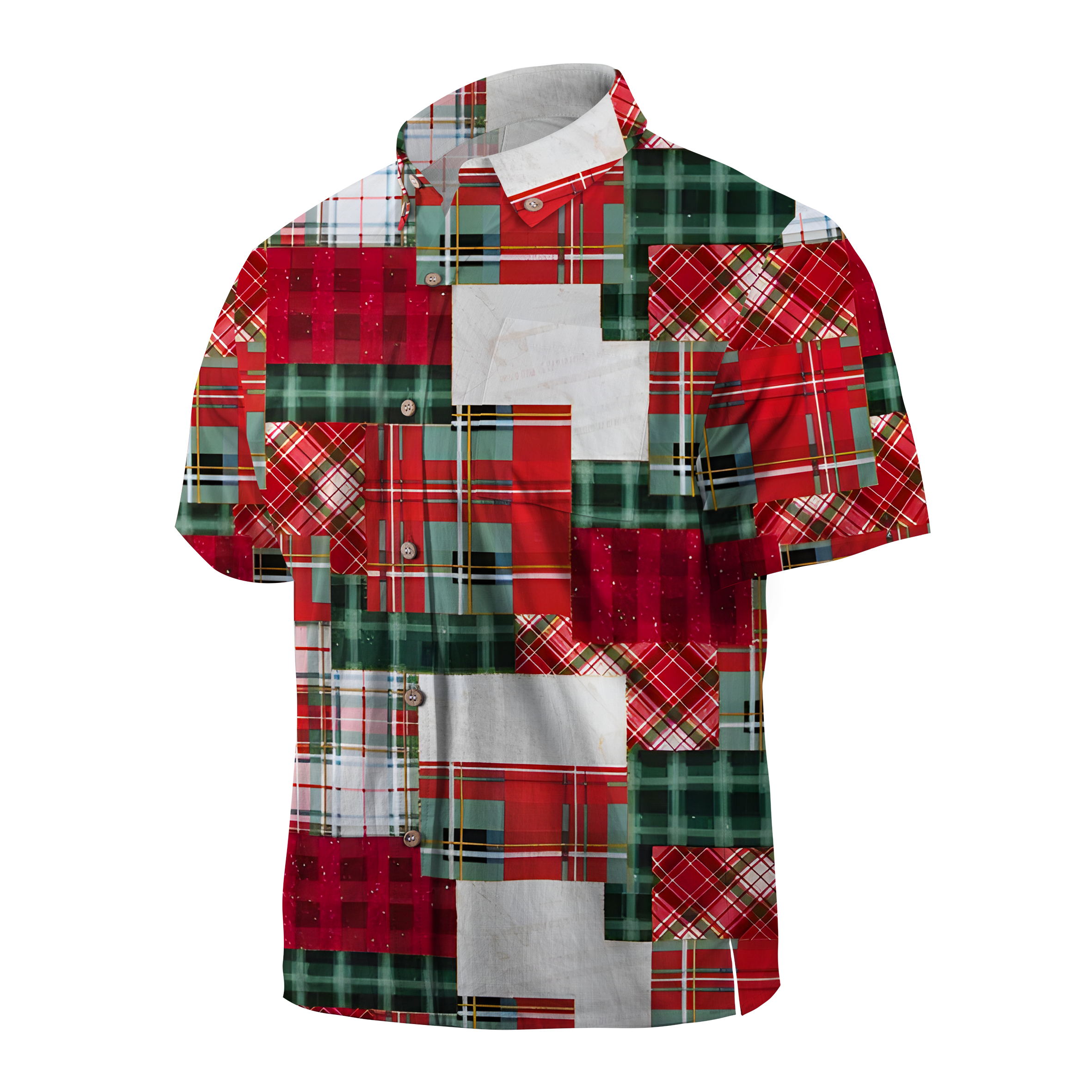 Maturelion Christmas red and green splicing Funny Hawaiian Shirt