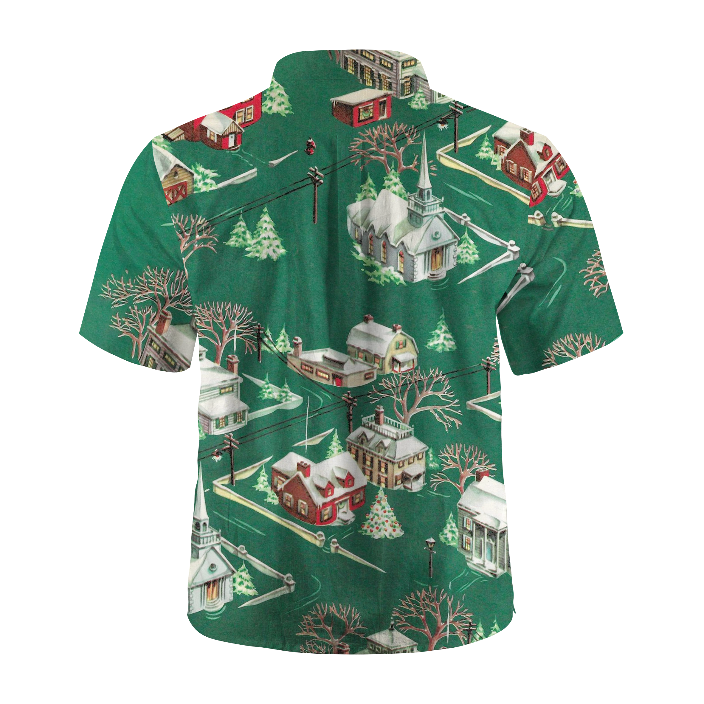 Maturelion Small town Christmas scene Funny Hawaiian Shirt