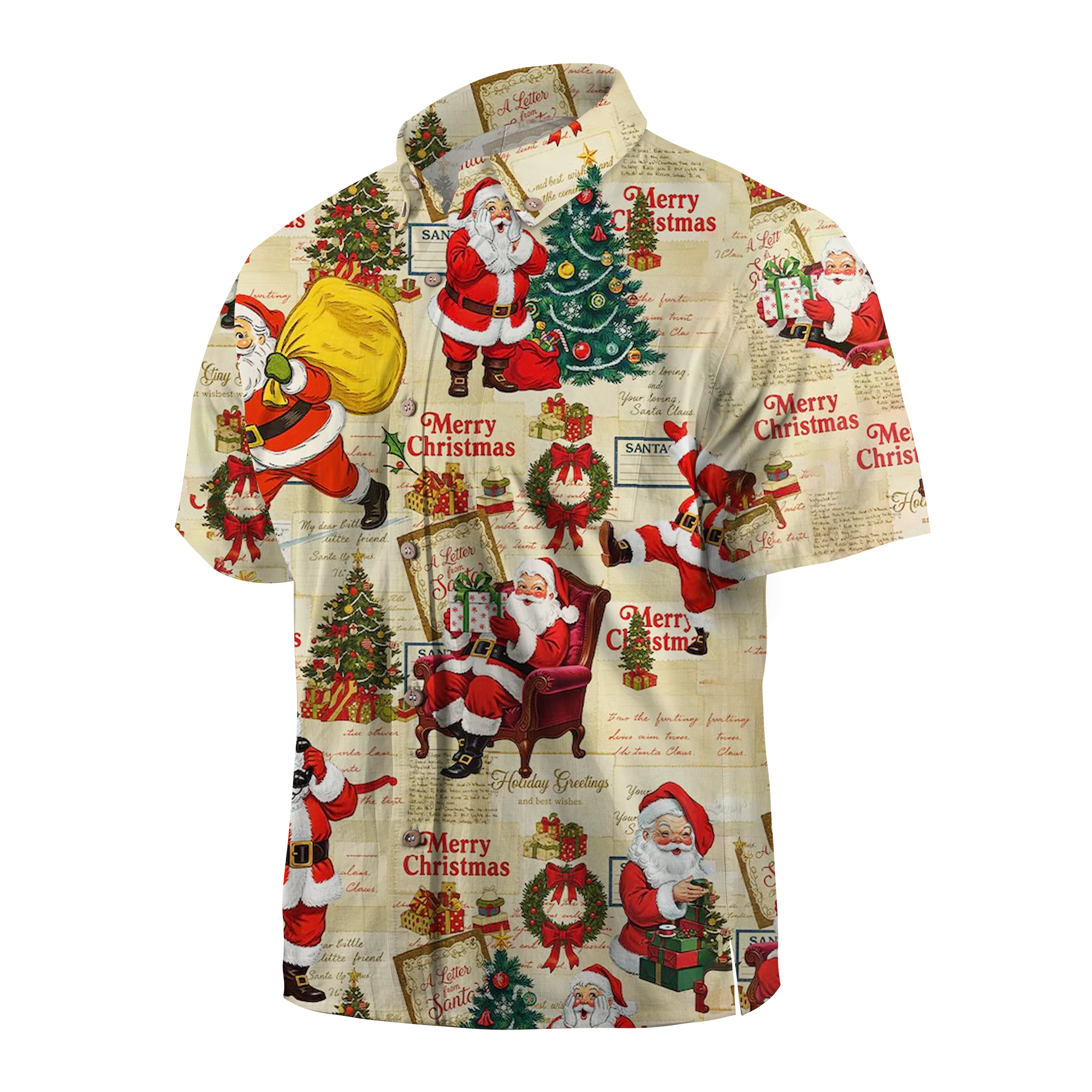 Maturelion Vintage Santa Christmas Funny Hawaiian Shirt