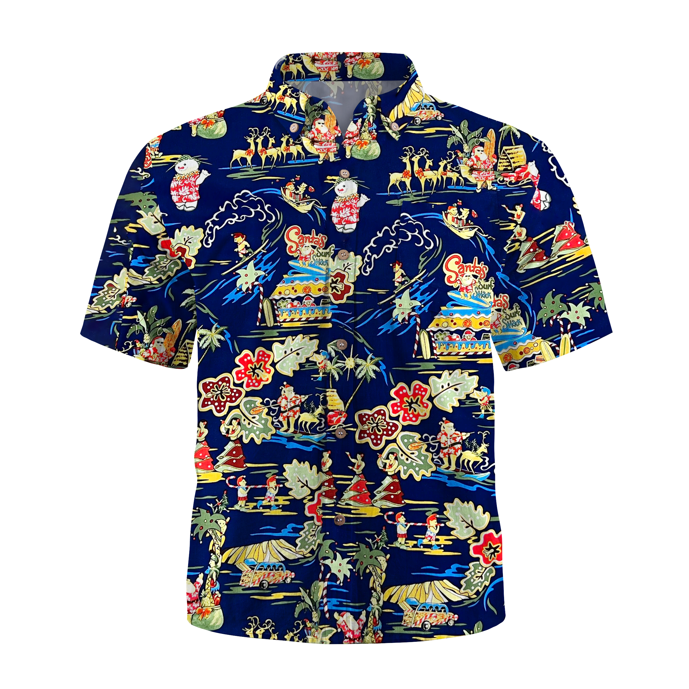 Maturelion Paradise Found Hawaiian Shirts Santa's Surf Shack Christmas Funny Hawaiian Shirt