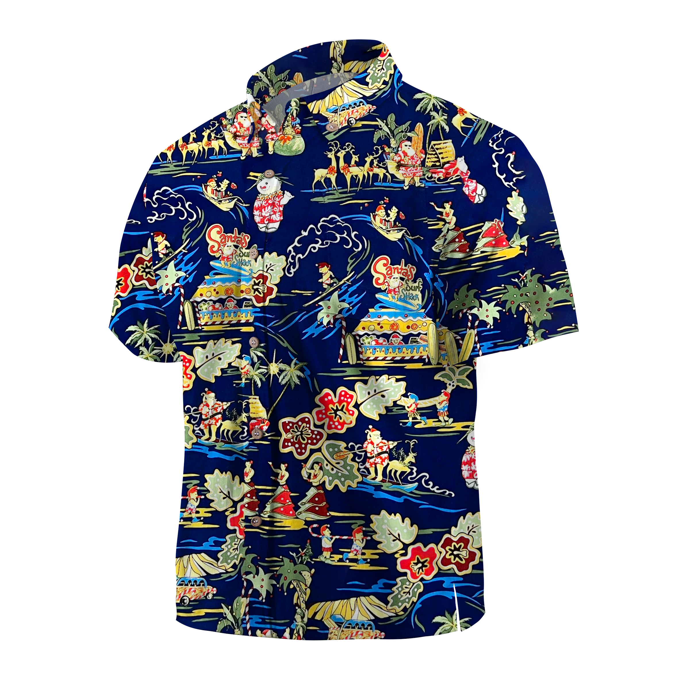 Maturelion Paradise Found Hawaiian Shirts Santa's Surf Shack Christmas Funny Hawaiian Shirt