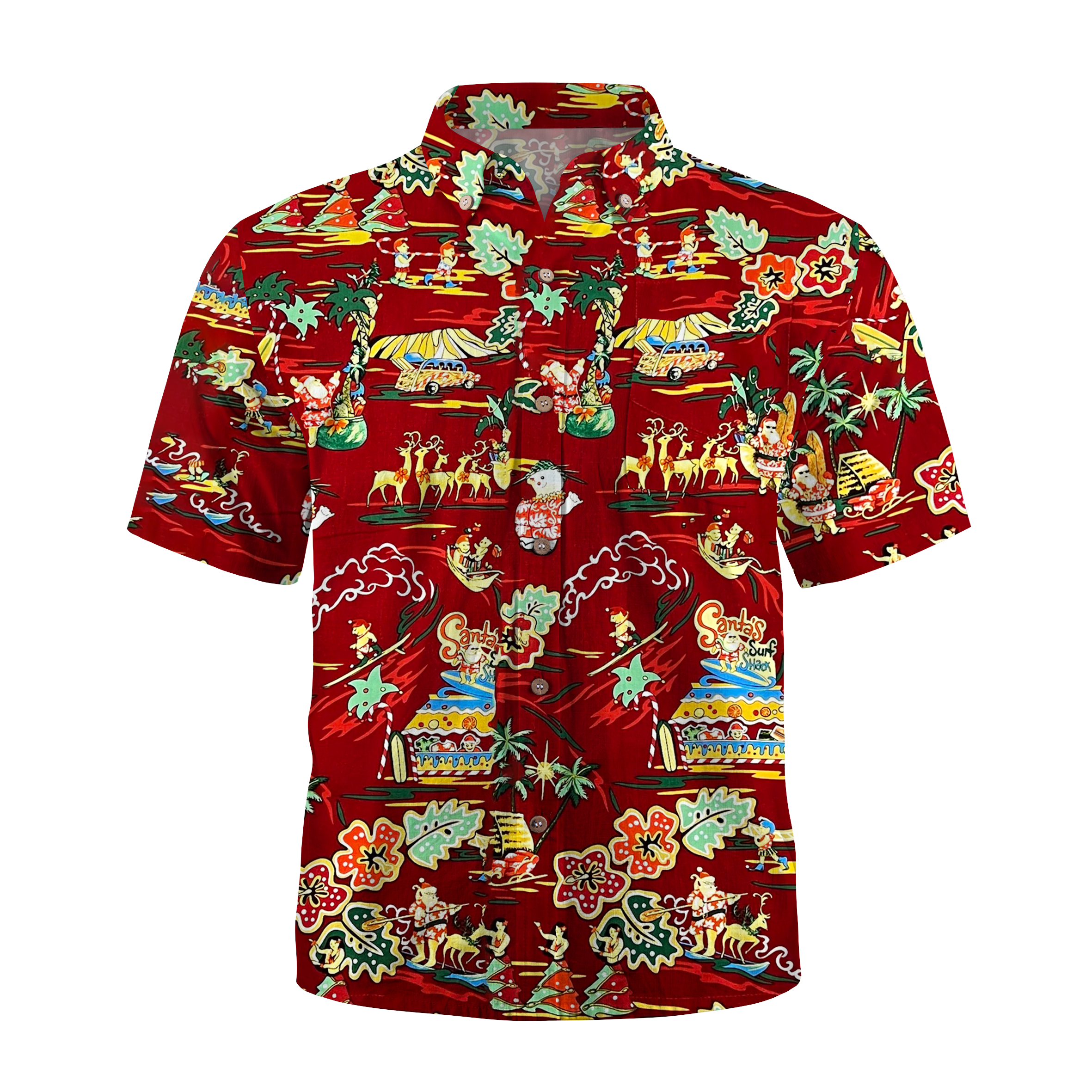 Maturelion Paradise Found Hawaiian Shirts Santa's Surf Shack Christmas Funny Hawaiian Shirt