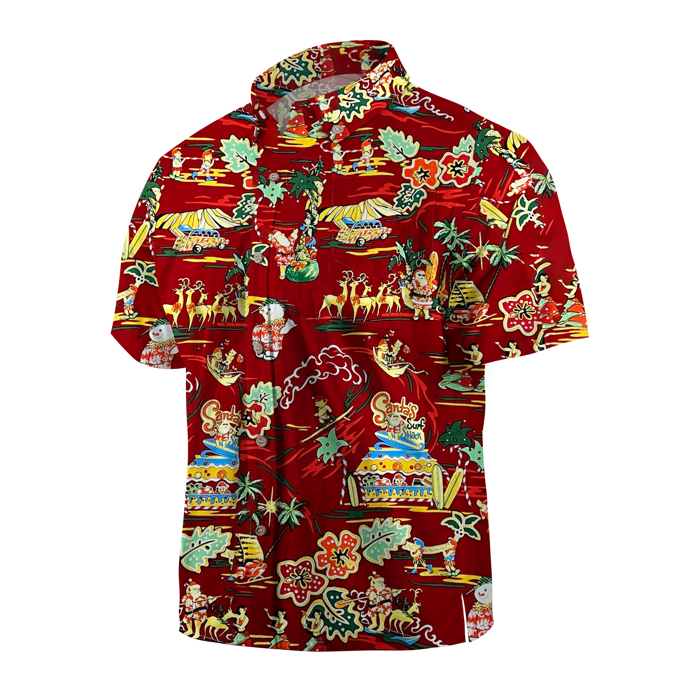 Maturelion Paradise Found Hawaiian Shirts Santa's Surf Shack Christmas Funny Hawaiian Shirt