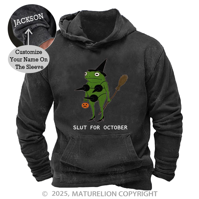 Maturelion Men's Hoodie Slut For October Washed Hoodie
